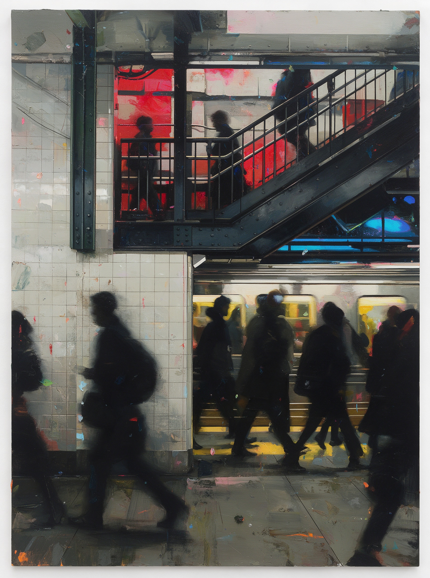 Vibrant Night Market Street Oil Painting Crowd Scene Wall Art
