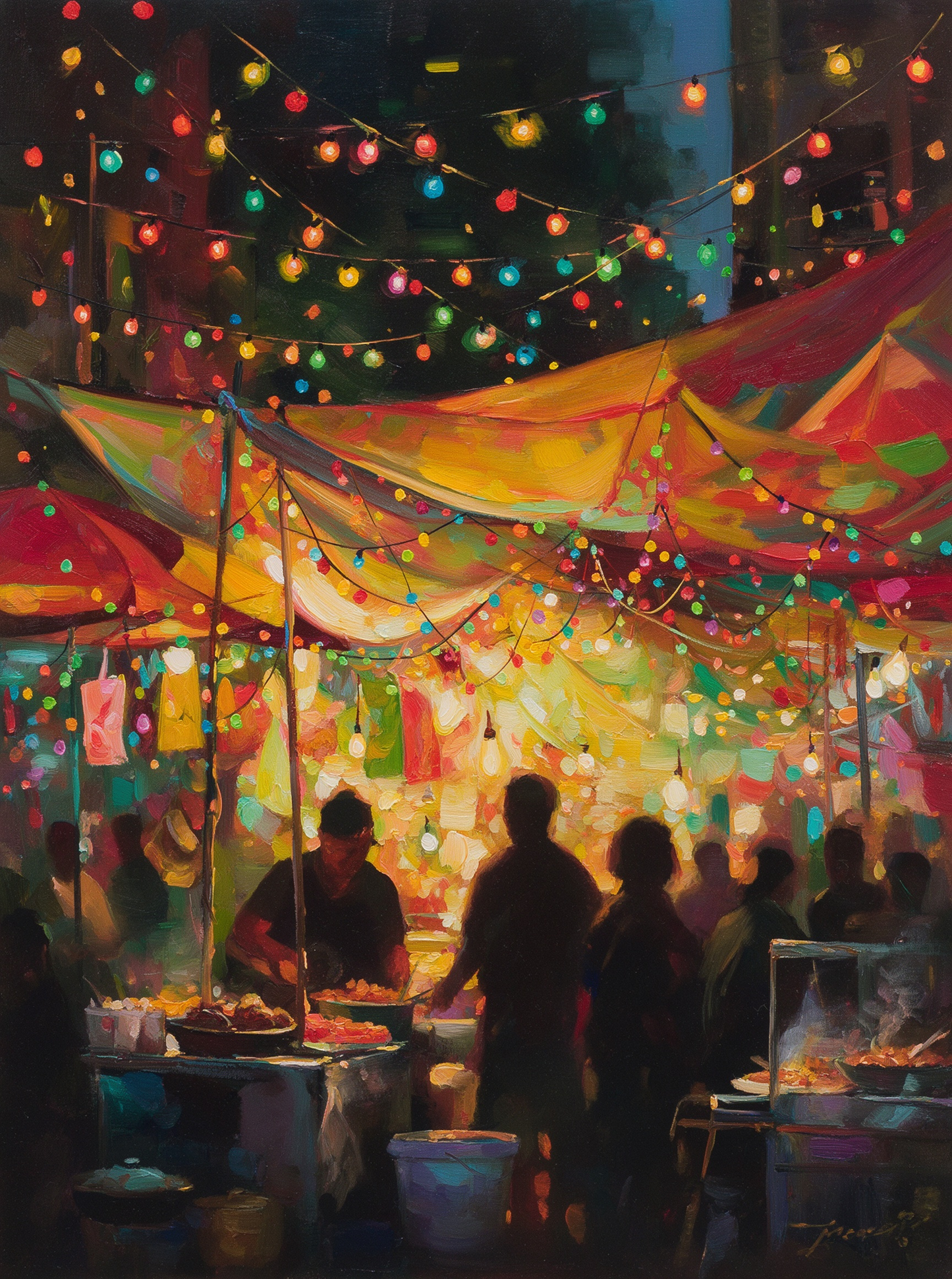 Busy City Subway Station Oil Painting Urban Crowd Wall Art
