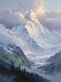 Snow Mountain Lake Landscape
