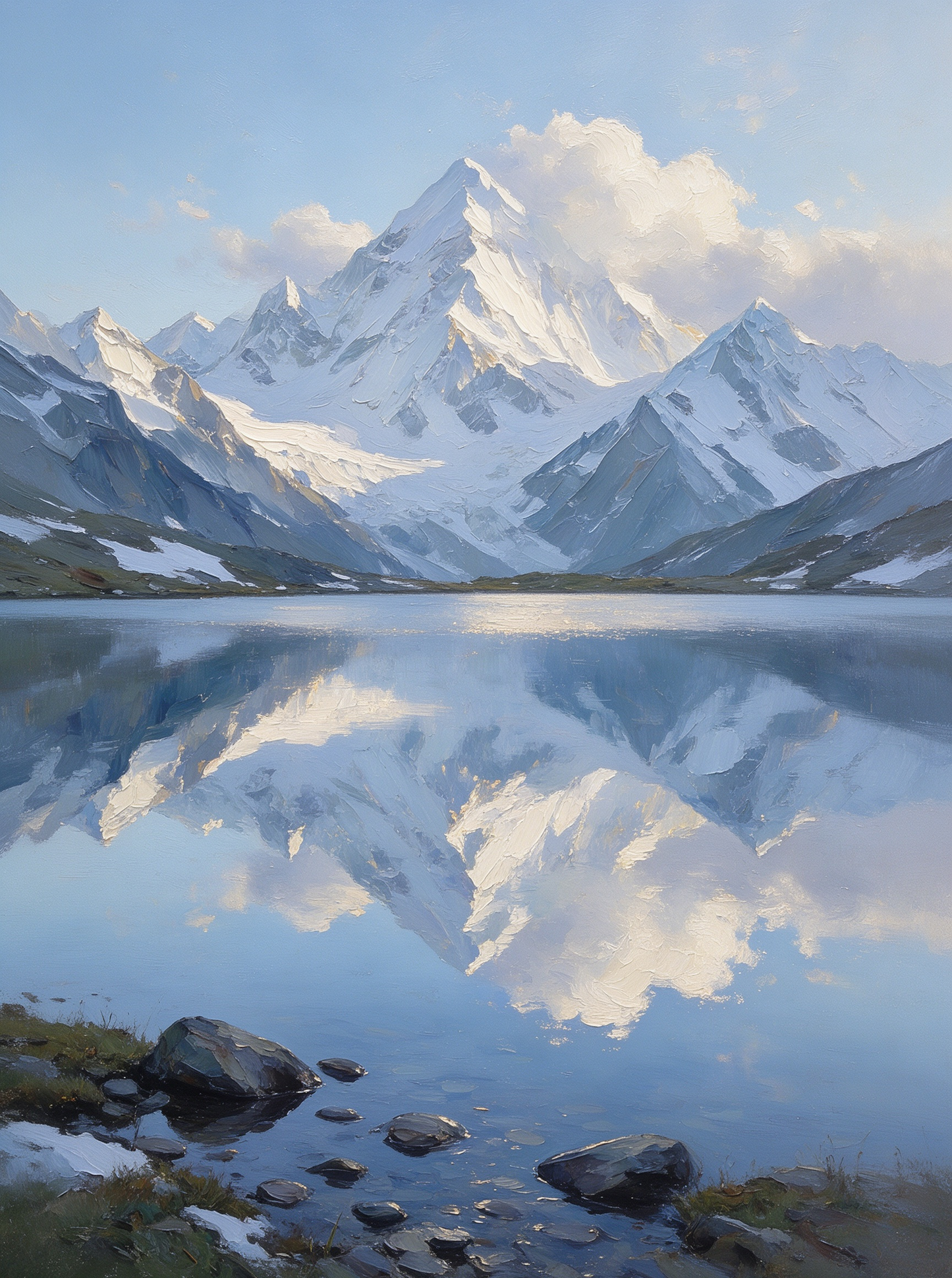 Snow Mountain Lake Landscape