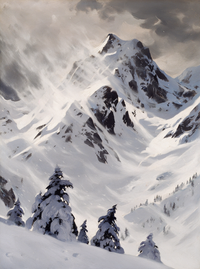 Snow Mountain Lake Landscape