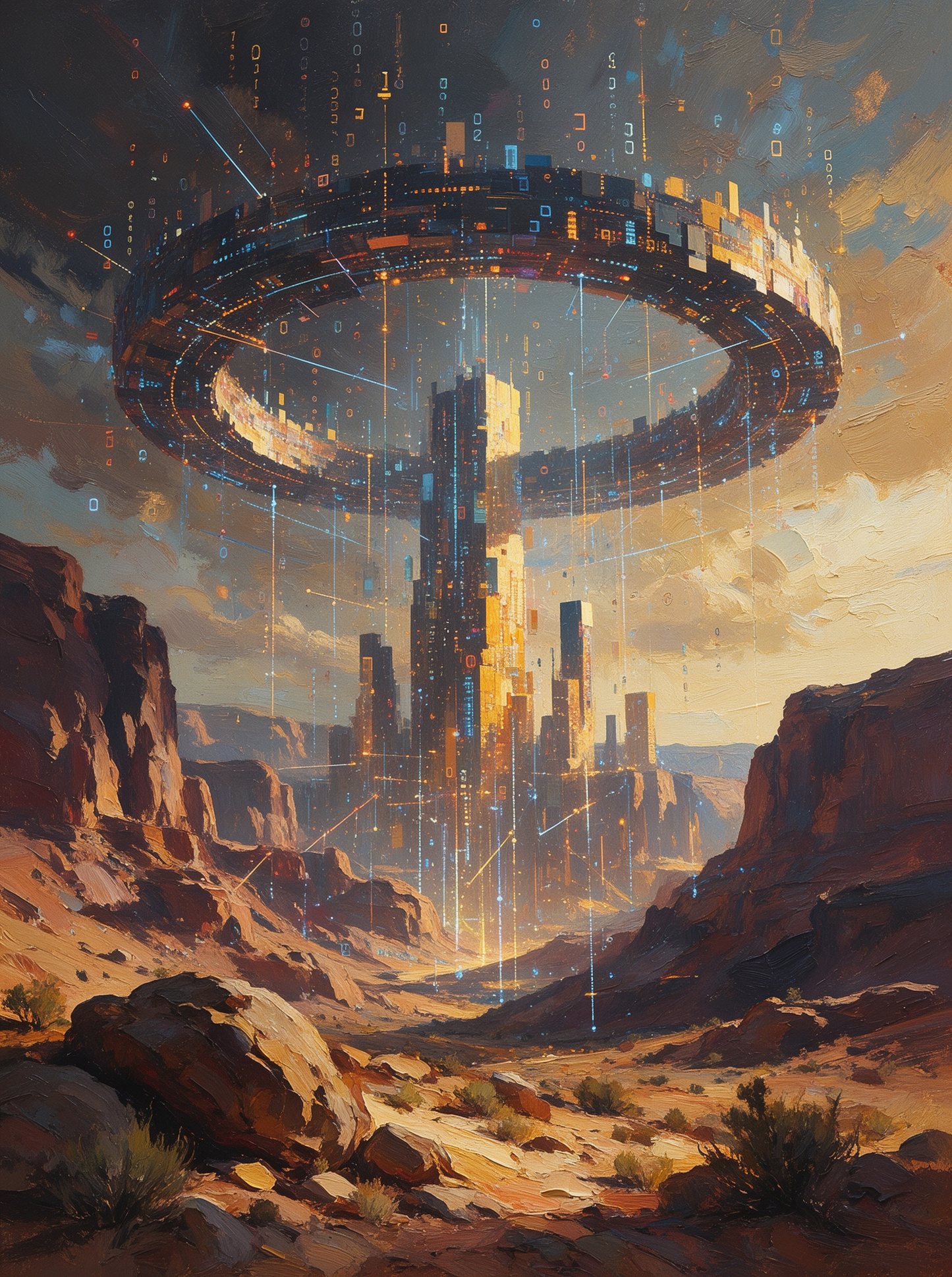 Surreal Aurora Mountain Cosmic Clock Fantasy