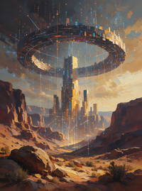 Surreal Aurora Mountain Cosmic Clock Fantasy