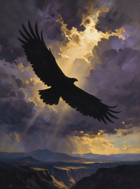 Majestic Eagle on Cliff Top Sunset Mountain