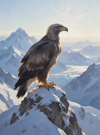 Majestic Eagle on Cliff Top Sunset Mountain